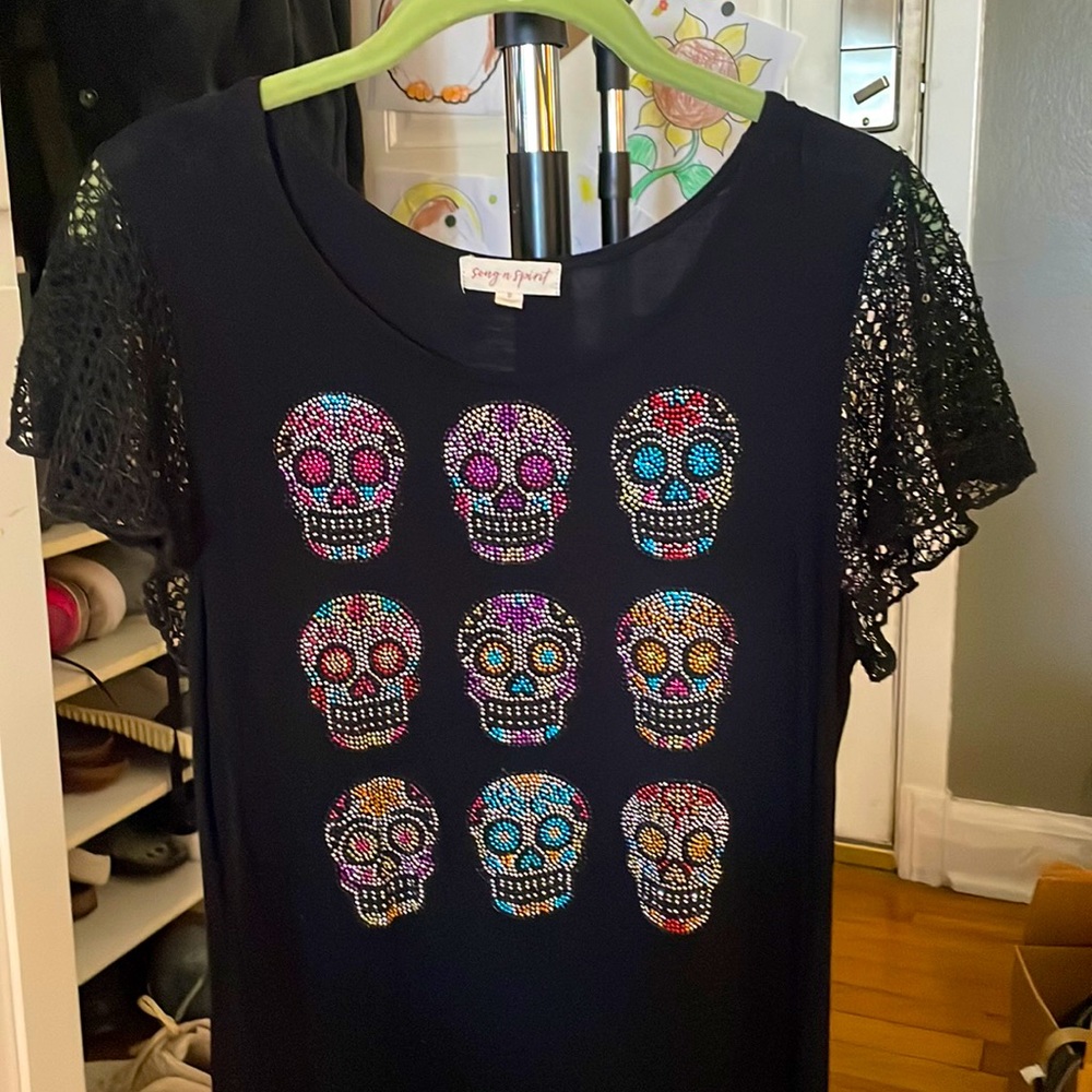 Multi color studded skull tunic